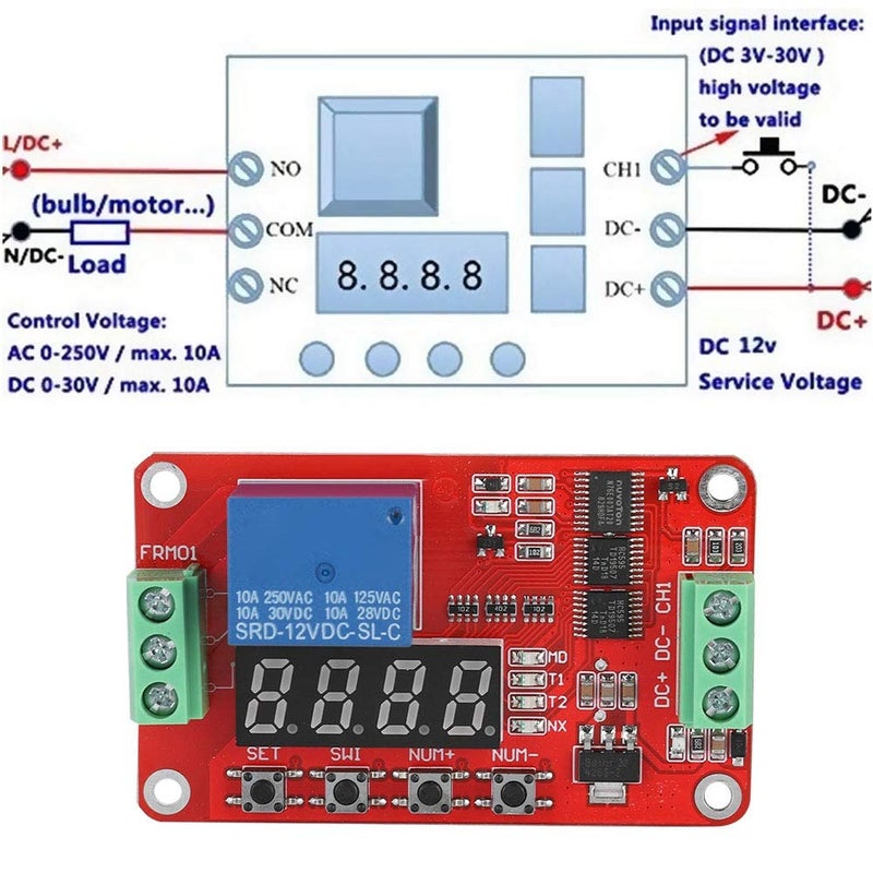 ZERONE FRM01 Multifunction Infinite Loop Timing Self-Lock Relay Cycle Timer Module Automation Delay - Image 2